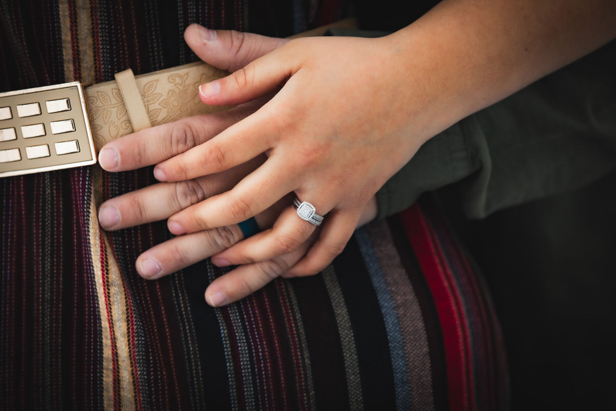 Close up of woman's engagement ring