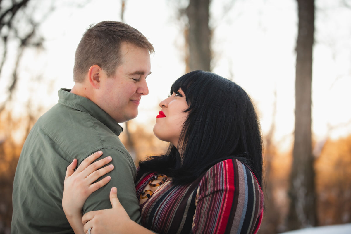 In-home engagement photos in Wrightsville PA on a snowy day