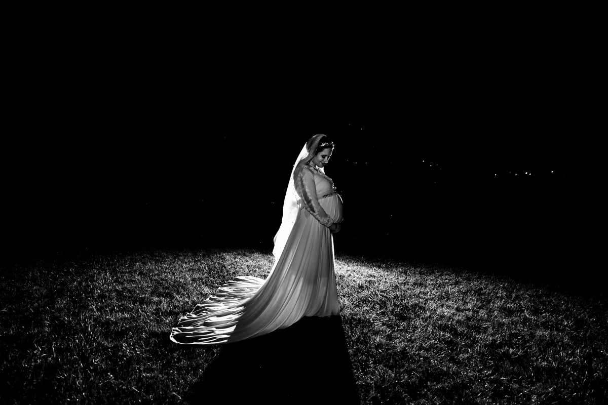 Black and white evening Bridal portraits