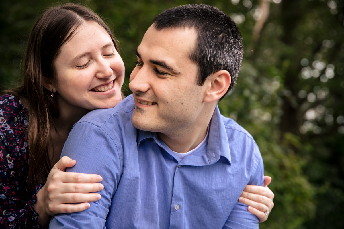 Mariah hugging Chris at their Fort Hunter Engagement Photos