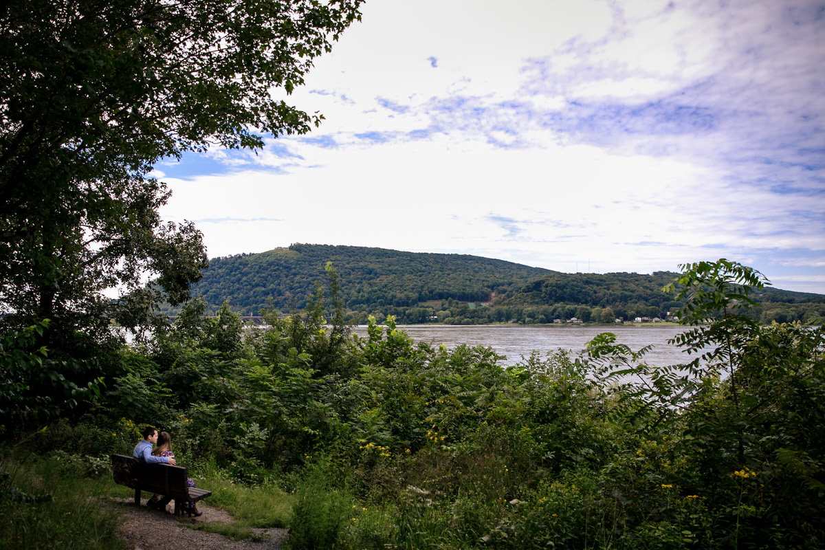 Mariah and Chris enjoying the beautiful view of the Susquehanna River from a park bench.
