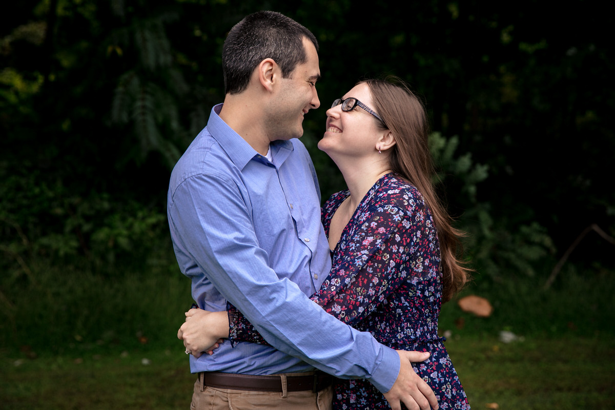Mariah and Chris starting off the session with a fun embrace during their Fort Hunter Engagement Photos