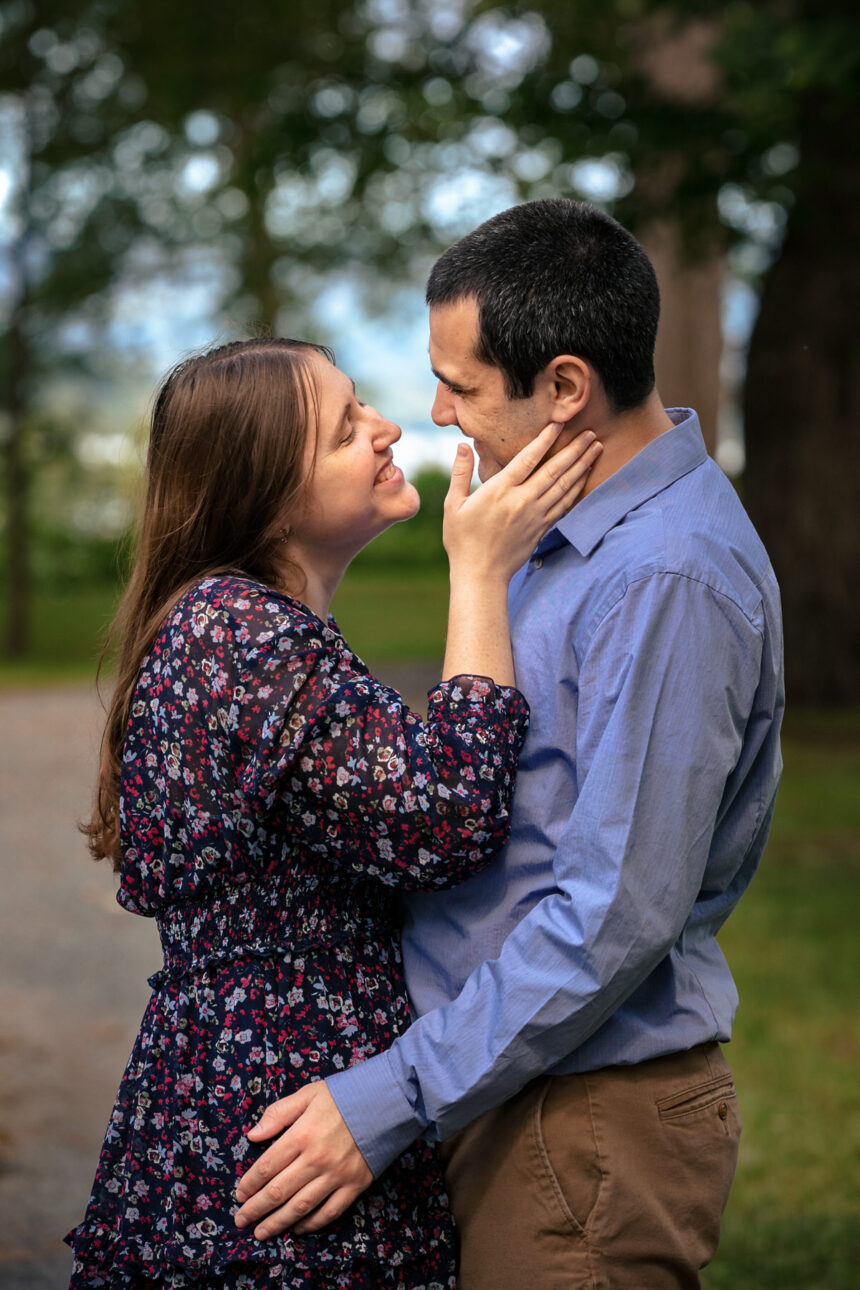 Sweet moment of Mariah looking at Chris and touching his face during Fort Hunter Engagement Photos